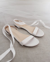 Load image into Gallery viewer, Girls Satin Flat Sandal with Ballerina Lace Up