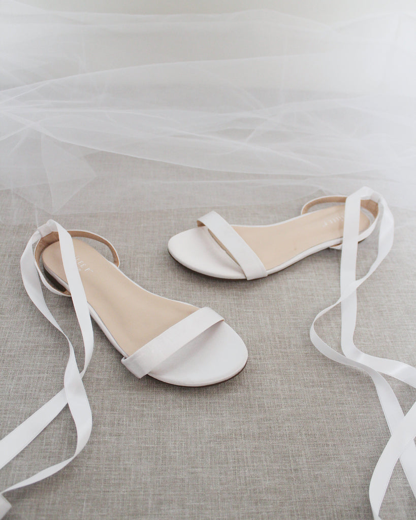 Girls Satin Flat Sandal with Ballerina Lace Up