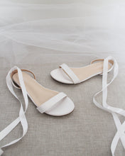 Load image into Gallery viewer, Girls Satin Flat Sandal with Ballerina Lace Up