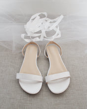 Load image into Gallery viewer, Girls Satin Flat Sandal with Ballerina Lace Up