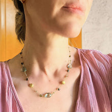 Load image into Gallery viewer, Green Amethyst Gold Bezel Chain