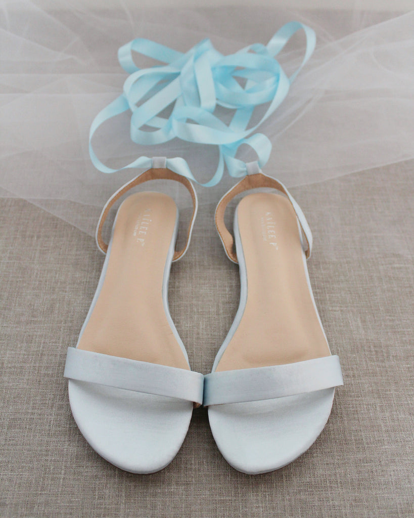 Girls Satin Flat Sandal with Ballerina Lace Up