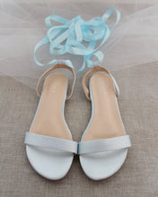 Load image into Gallery viewer, Girls Satin Flat Sandal with Ballerina Lace Up
