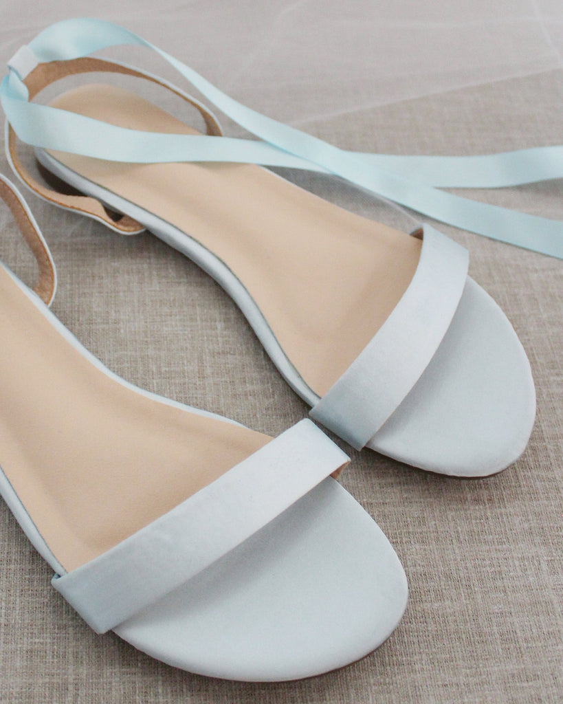 Girls Satin Flat Sandal with Ballerina Lace Up