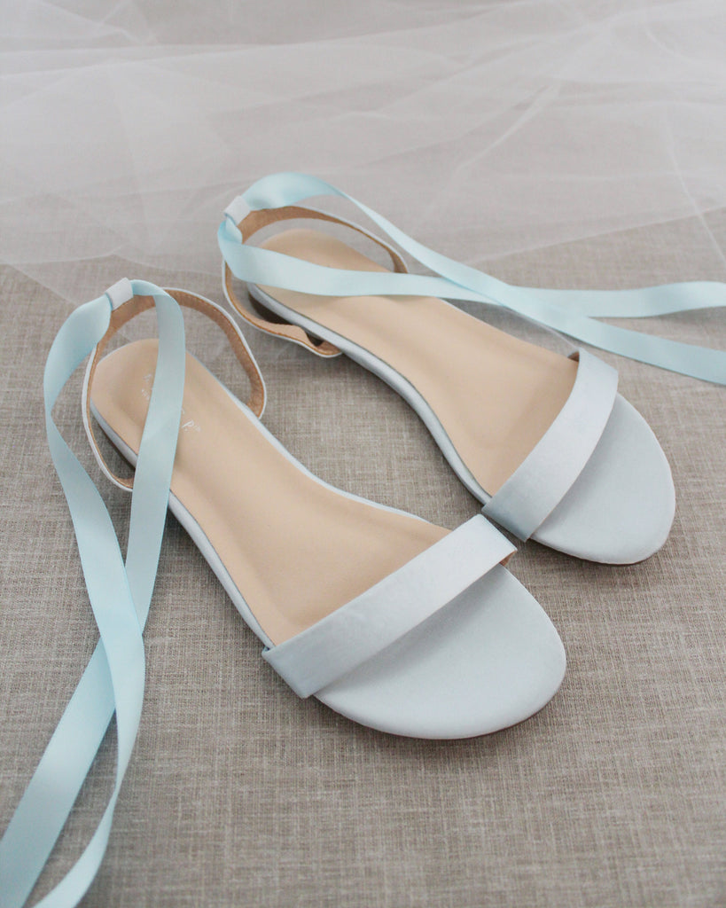Girls Satin Flat Sandal with Ballerina Lace Up