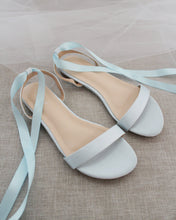 Load image into Gallery viewer, Girls Satin Flat Sandal with Ballerina Lace Up