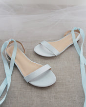 Load image into Gallery viewer, Girls Satin Flat Sandal with Ballerina Lace Up