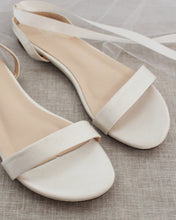 Load image into Gallery viewer, Girls Satin Flat Sandal with Ballerina Lace Up