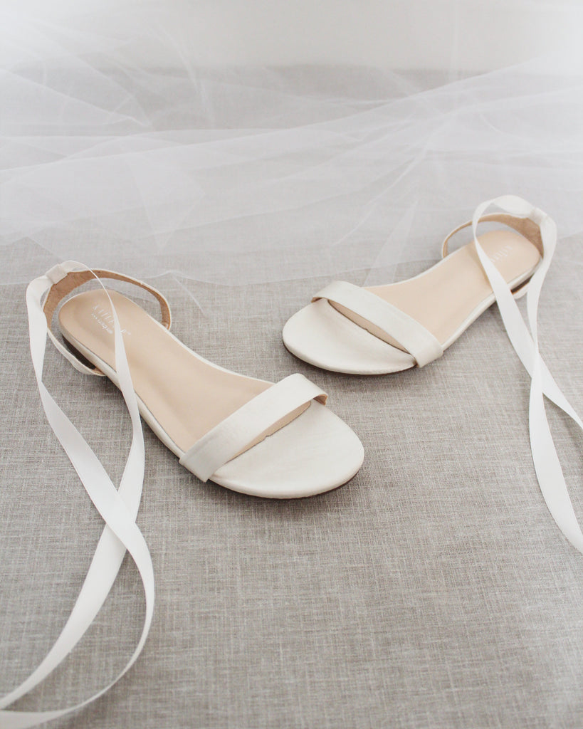 Girls Satin Flat Sandal with Ballerina Lace Up