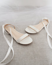 Load image into Gallery viewer, Girls Satin Flat Sandal with Ballerina Lace Up