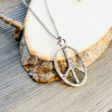 Load image into Gallery viewer, Peace Sign Necklace Boho Hippie Symbol Pendant Bronze Silver Jewelry