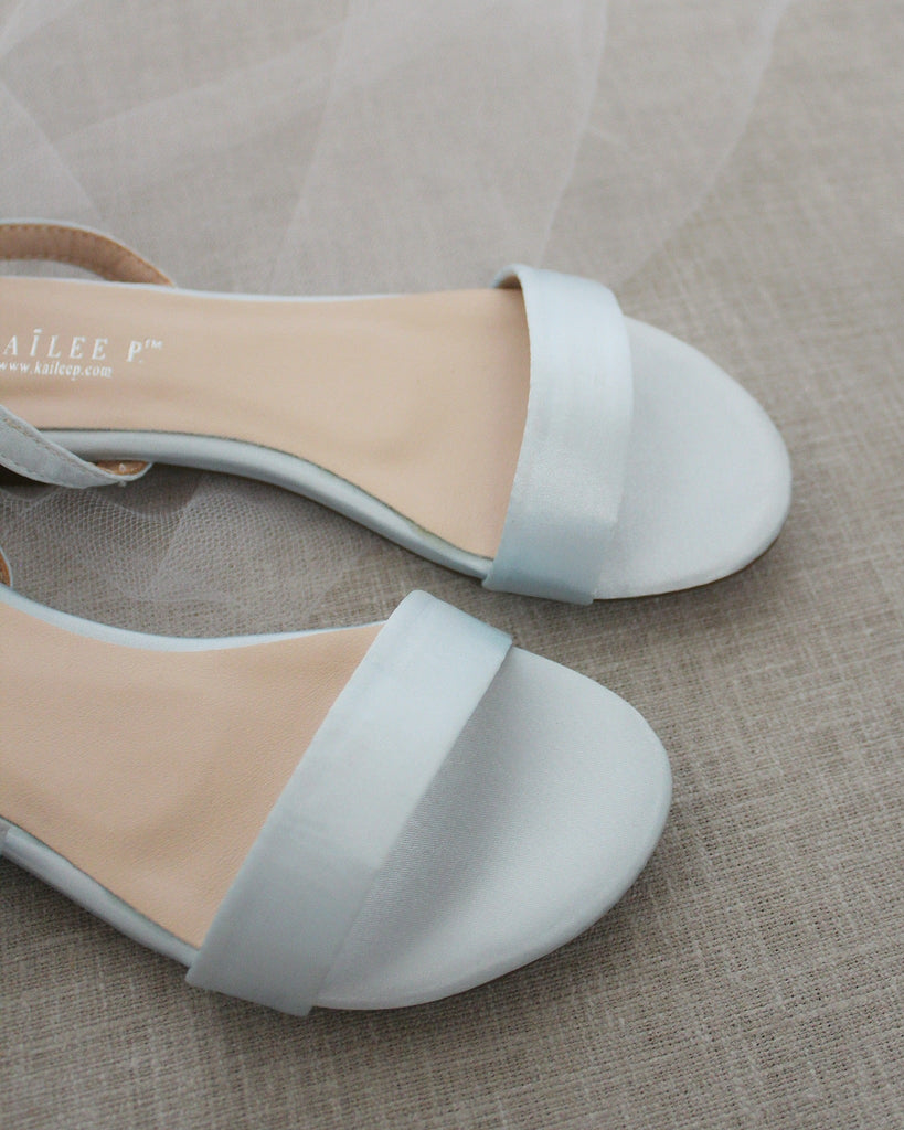 Girls Satin Flat Sandal with Ankle Strap