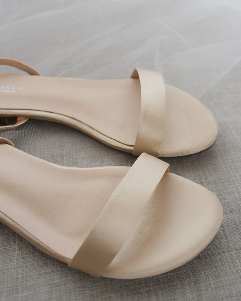 Girls Satin Flat Sandal with Ankle Strap