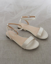 Load image into Gallery viewer, Girls Satin Flat Sandal with Ankle Strap