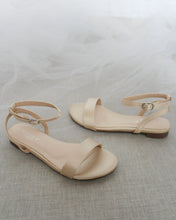 Load image into Gallery viewer, Girls Satin Flat Sandal with Ankle Strap
