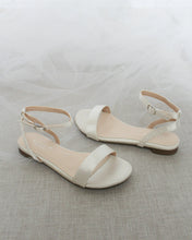 Load image into Gallery viewer, Girls Satin Flat Sandal with Ankle Strap