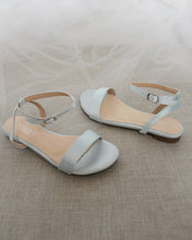 Load image into Gallery viewer, Girls Satin Flat Sandal with Ankle Strap