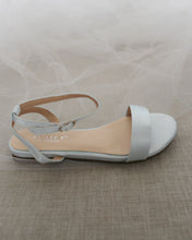 Load image into Gallery viewer, Girls Satin Flat Sandal with Ankle Strap