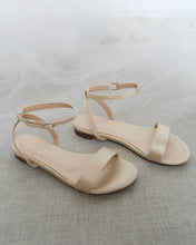 Load image into Gallery viewer, Girls Satin Flat Sandal with Ankle Strap