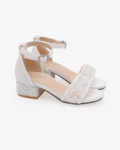 Load image into Gallery viewer, Crochet Lace Low Block Heel Girls Sandals
