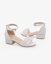 Load image into Gallery viewer, Crochet Lace Low Block Heel Girls Sandals