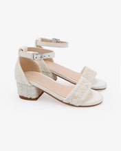 Load image into Gallery viewer, Crochet Lace Low Block Heel Girls Sandals