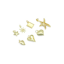 Load image into Gallery viewer, Gold Puffy Star Heart Passport Starfish Sun Charm Pendant,Sku#LD740