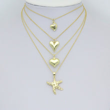 Load image into Gallery viewer, Gold Puffy Star Heart Passport Starfish Sun Charm Pendant,Sku#LD740