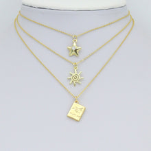 Load image into Gallery viewer, Gold Puffy Star Heart Passport Starfish Sun Charm Pendant,Sku#LD740
