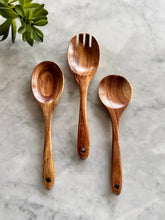 Load image into Gallery viewer, Tulum Teak Wooden Salad Serving Set - 3 Piece