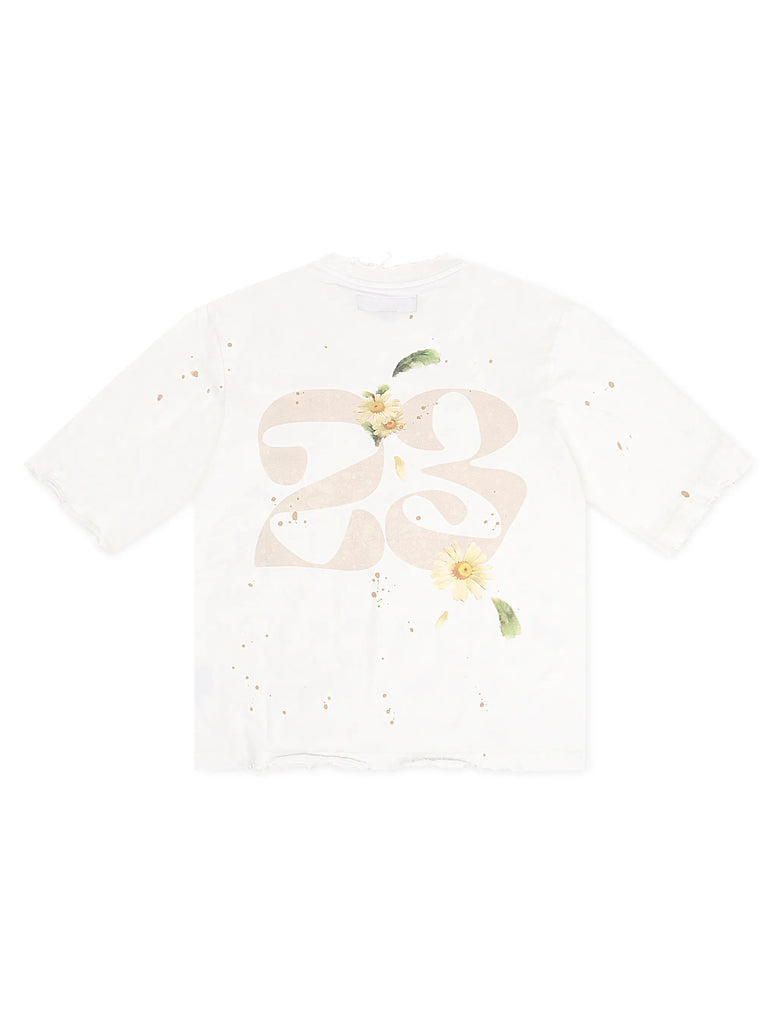 GFA Manassehy Peach Pit Knit Cropped Tee - White