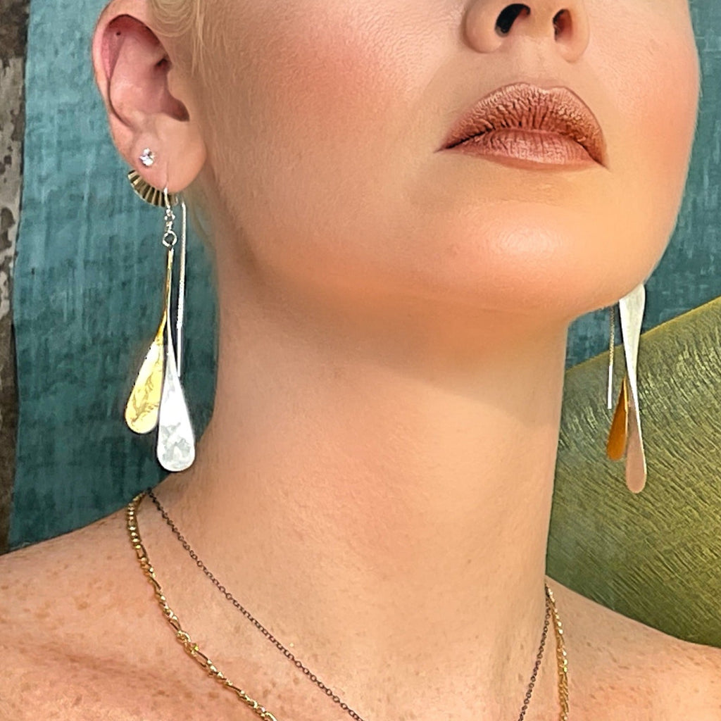 Willow Double pillar threader earrings