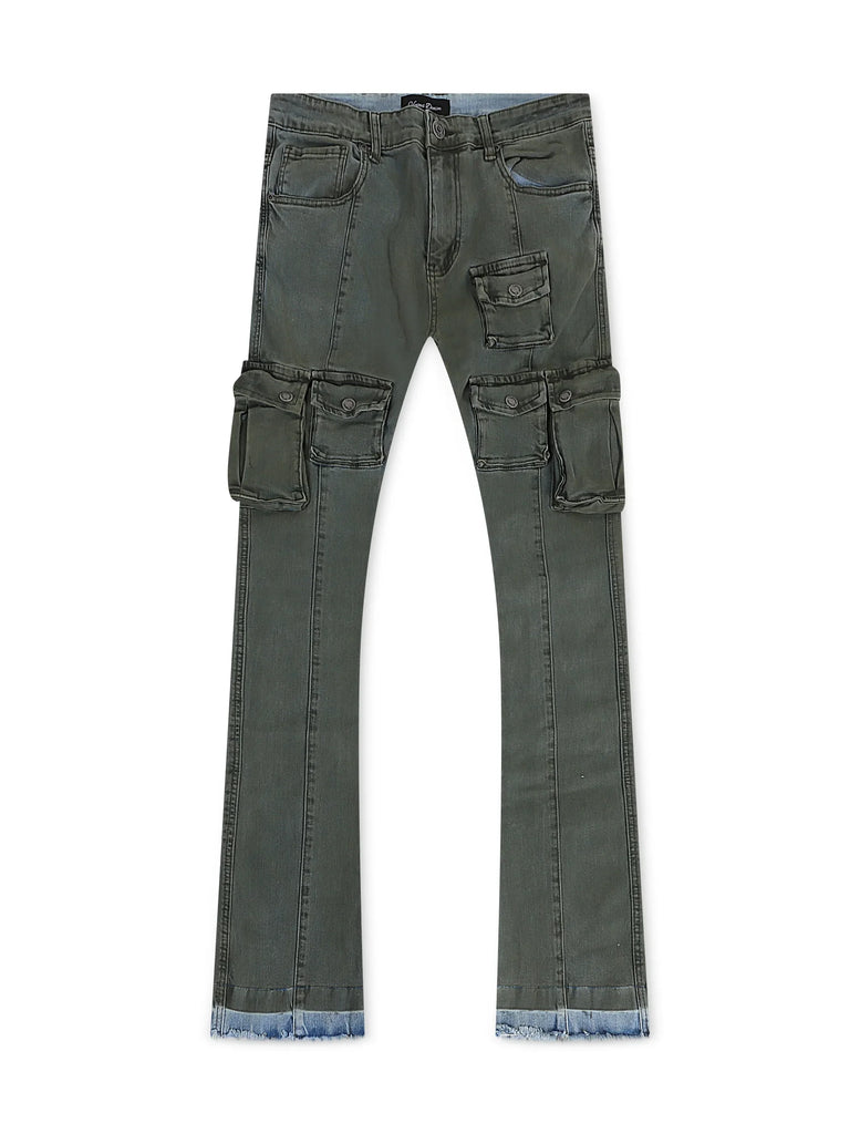 Vicious Denim Cargo Stacked Jeans - Olive