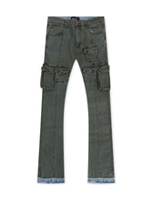 Load image into Gallery viewer, Vicious Denim Cargo Stacked Jeans - Olive