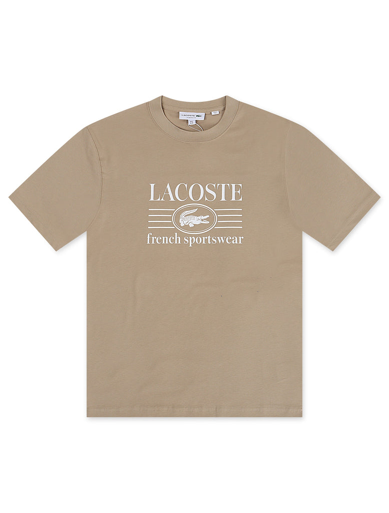 Lacoste Classic Fit Cotton Print Jersey Tee - Taupe