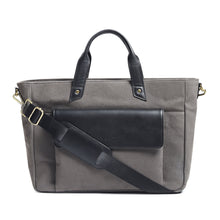 Load image into Gallery viewer, Voyager Canvas Leather Briefcase, Gray