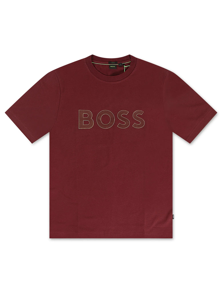 Hugo Boss Stretch Cotton Tee Logo - Burgundy