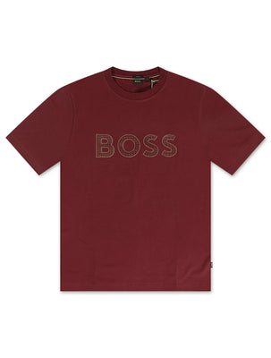 Hugo Boss Stretch Cotton Tee Logo - Burgundy