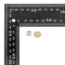 Load image into Gallery viewer, Clear CZ White Pearl Gold Cherry Clam Shell Stud Earrings, Sku#LD733