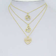 Load image into Gallery viewer, Clear CZ Gold Silver Round Heart Mother Day Charm Pendant,Sku#A498