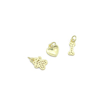 Load image into Gallery viewer, Clear CZ Gold Paw Horn Heart Bone Charm Pendant,Sku#LD750