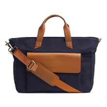 Load image into Gallery viewer, Voyager Canvas Leather Briefcase, Dark Blue