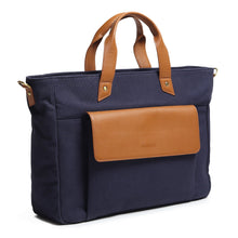 Load image into Gallery viewer, Voyager Canvas Leather Briefcase, Dark Blue