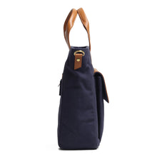 Load image into Gallery viewer, Voyager Canvas Leather Briefcase, Dark Blue