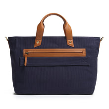 Load image into Gallery viewer, Voyager Canvas Leather Briefcase, Dark Blue