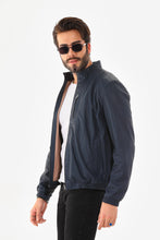 Load image into Gallery viewer, The Como Navy Blue Leather Bomber Jacket