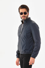 Load image into Gallery viewer, The Como Navy Blue Leather Bomber Jacket