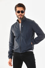 Load image into Gallery viewer, The Como Navy Blue Leather Bomber Jacket