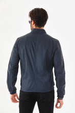 Load image into Gallery viewer, The Como Navy Blue Leather Bomber Jacket