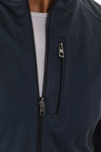 Load image into Gallery viewer, The Como Navy Blue Leather Bomber Jacket